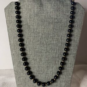 Vintage Black Beaded Monet Necklace
